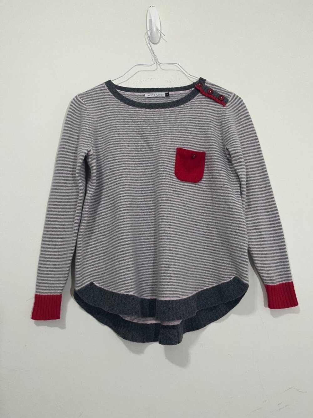 Zaket & Plover Striped Sweater Womens S Merino Wool Cotton Academia Playful Boho